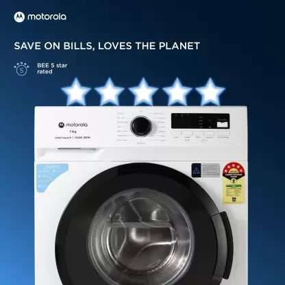 MOTOROLA 7 kg 5 Star Rating Garment Sterilization Fully Automatic Front Load Washing Machine with In-built Heater White (70FLAM5W)(OPEN BOX) MOTOROLA 7 kg 5 Star Rating Garment Sterilization Fully Automatic Front Load Washing Machine with In-built Heater White (70FLAM5W)(OPEN BOX)
